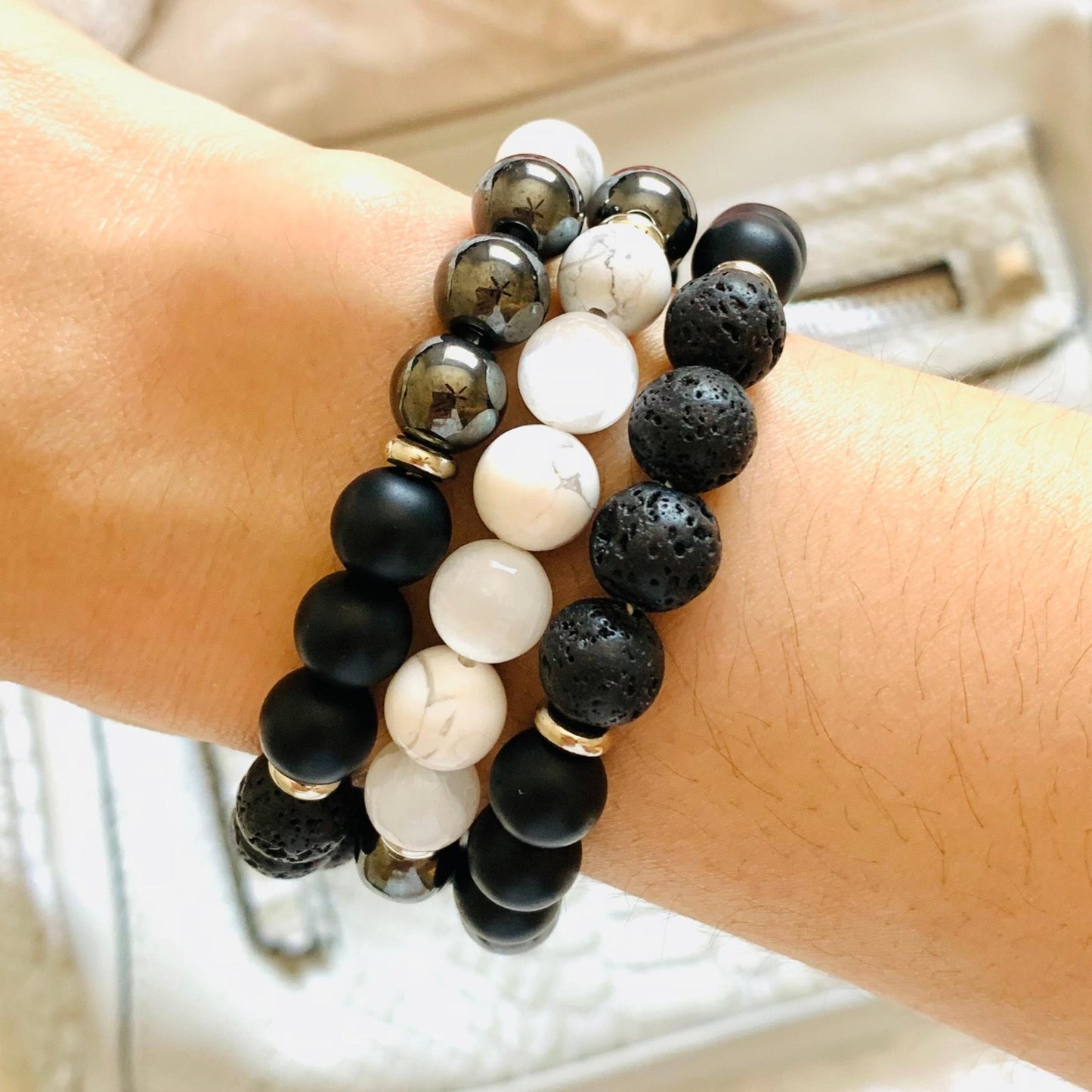 Grounding Protection Crystal Bracelet - Handmade, Gemstone Healing Energy, Fits Most Sizes