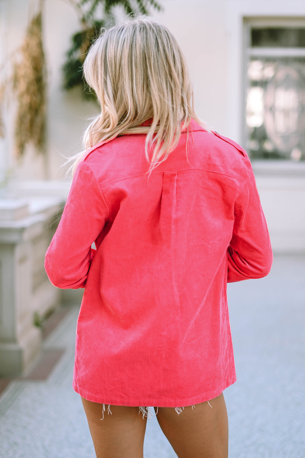Claire Buttoned Flap Pocket Corduroy Jacket - Stylish & Chic Outerwear for Women