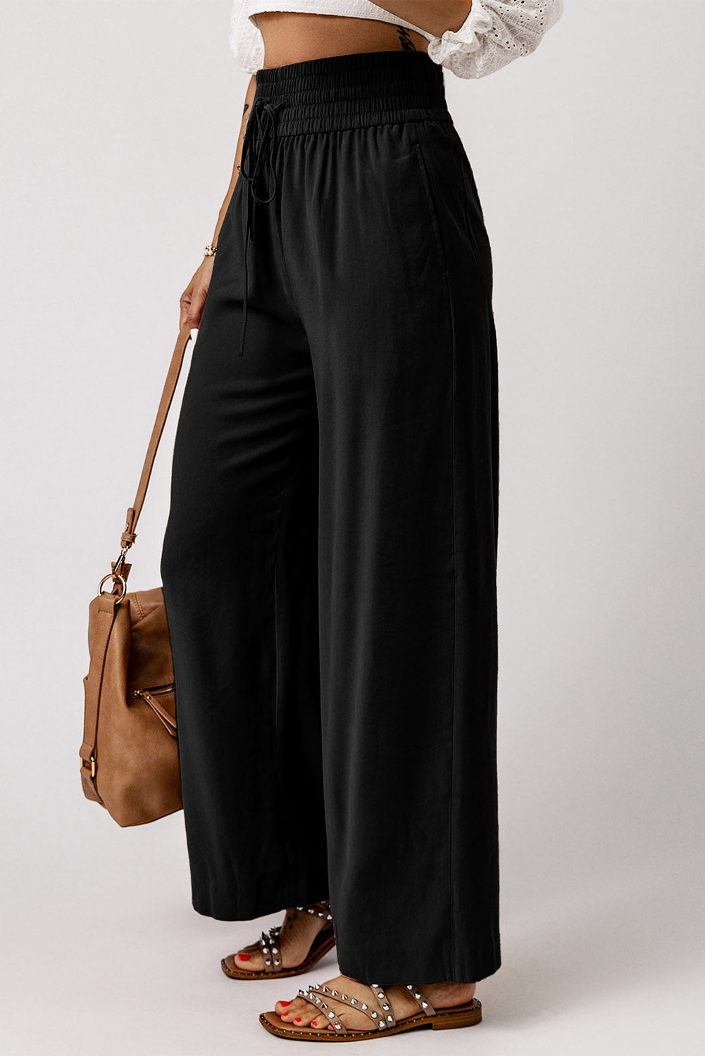 Kenzie Women's Stylish Drawstring Waist Wide Leg Casual Pants for Ultimate Comfort and Chic Style-2