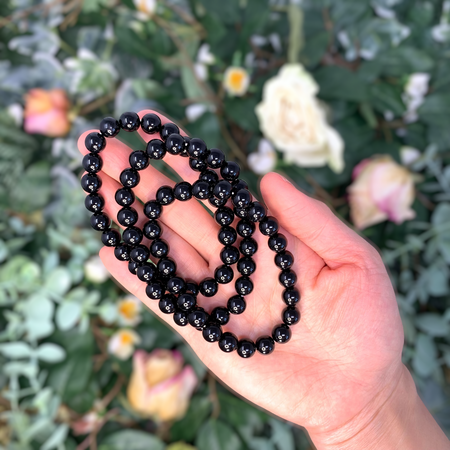 8mm Black Obsidian Beaded Crystal Bracelet for Protection & Healing - Choose Your Bead Size