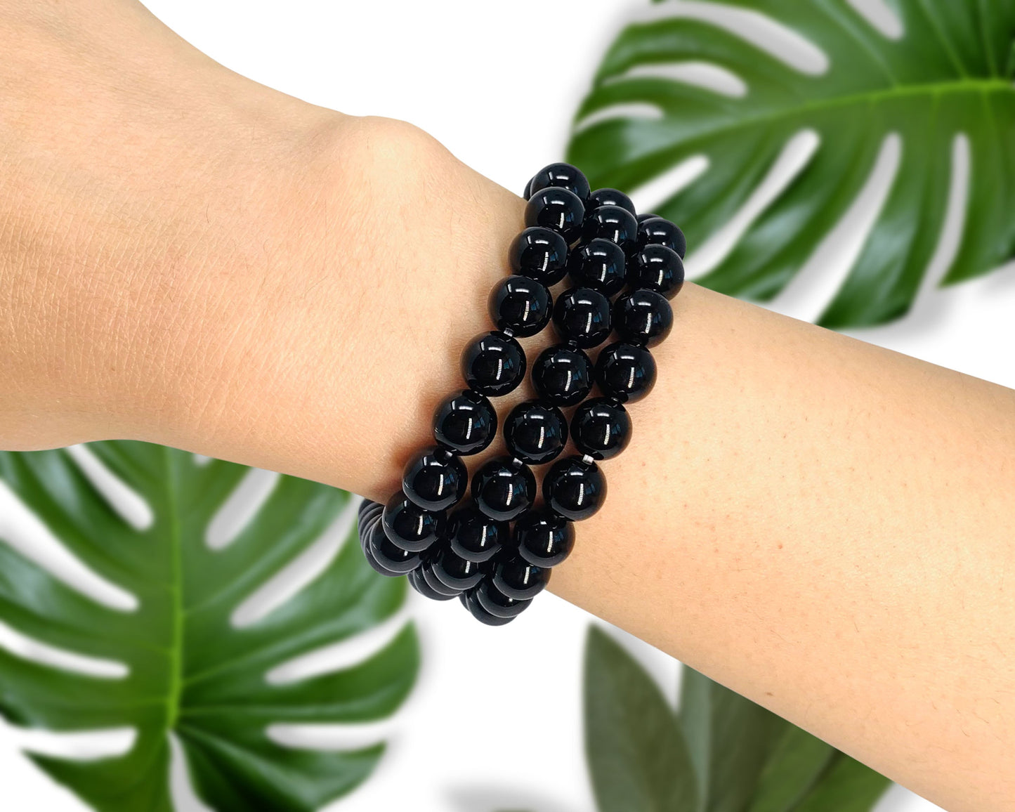 8mm Black Obsidian Beaded Crystal Bracelet for Protection & Healing - Choose Your Bead Size