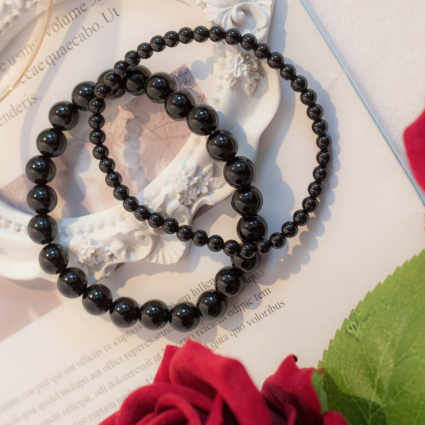 8mm Black Obsidian Beaded Crystal Bracelet for Protection & Healing - Choose Your Bead Size