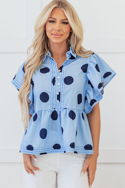 Journey Polka Dot Buttoned Blouse - Playful Polka Dots & Sophisticated Style-0