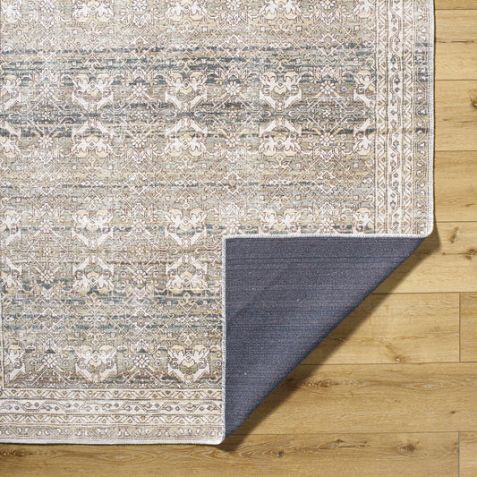 Billie Vintage Flat Pile Washable Rug - Durable, Machine-Washable, Elegant Home Décor