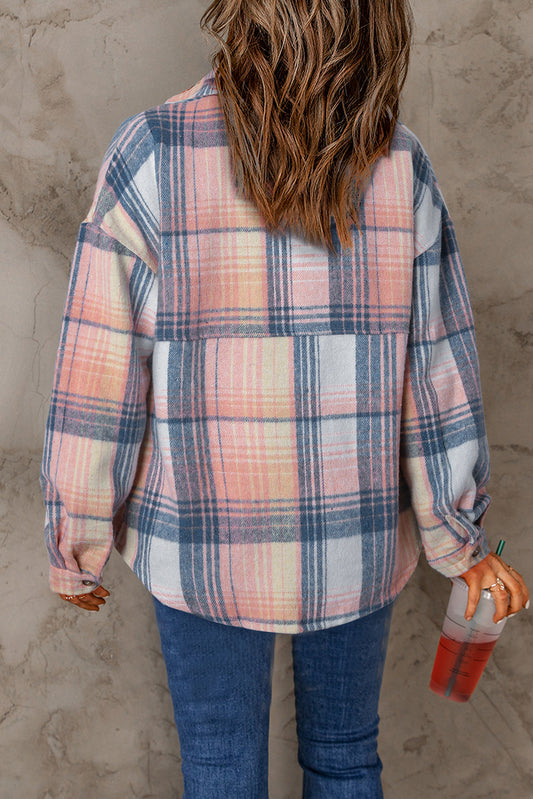 Addison Plaid Flap Pockets Shacket - Stylish and Chic Women's Layer-1